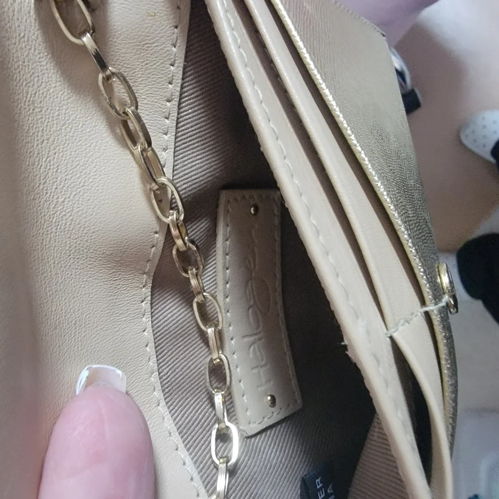 Halogen Gold Metallic with Gold Chain Shoulder/Crossbody Wallet